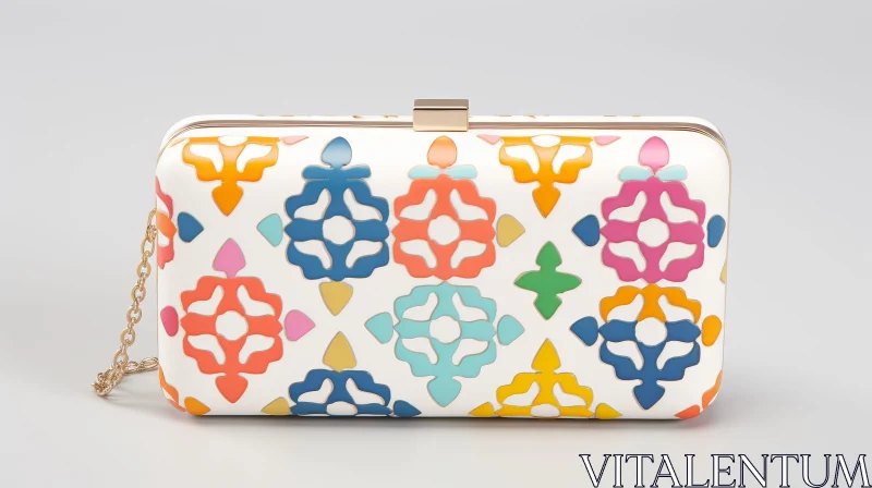 Colorful Geometric Patterned Gold Clutch | Abstract Fashion Accessory AI Image