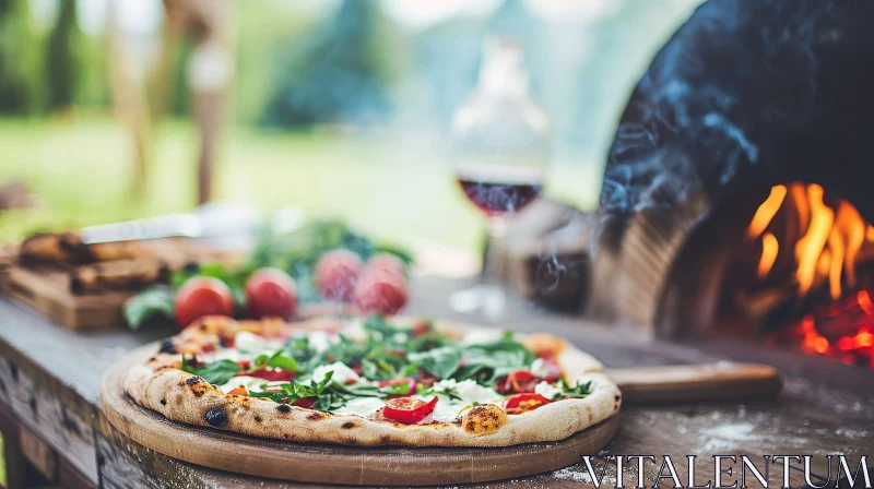 AI ART Delicious Pizza on Rustic Wooden Table | Food Photography