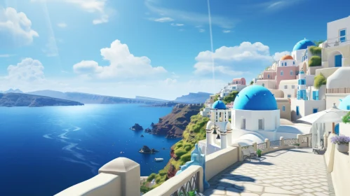 Greek Island Village Scenery - A Majestic Coastal View