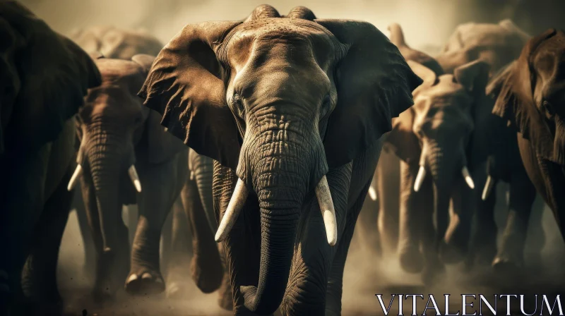 Majestic Elephant Leading Herd AI Image