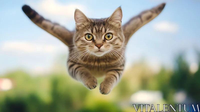 AI ART Flying Tabby Cat in Action