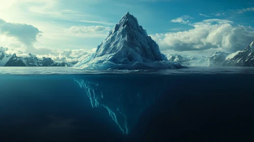 Iceberg in a Serene Mountain Landscape