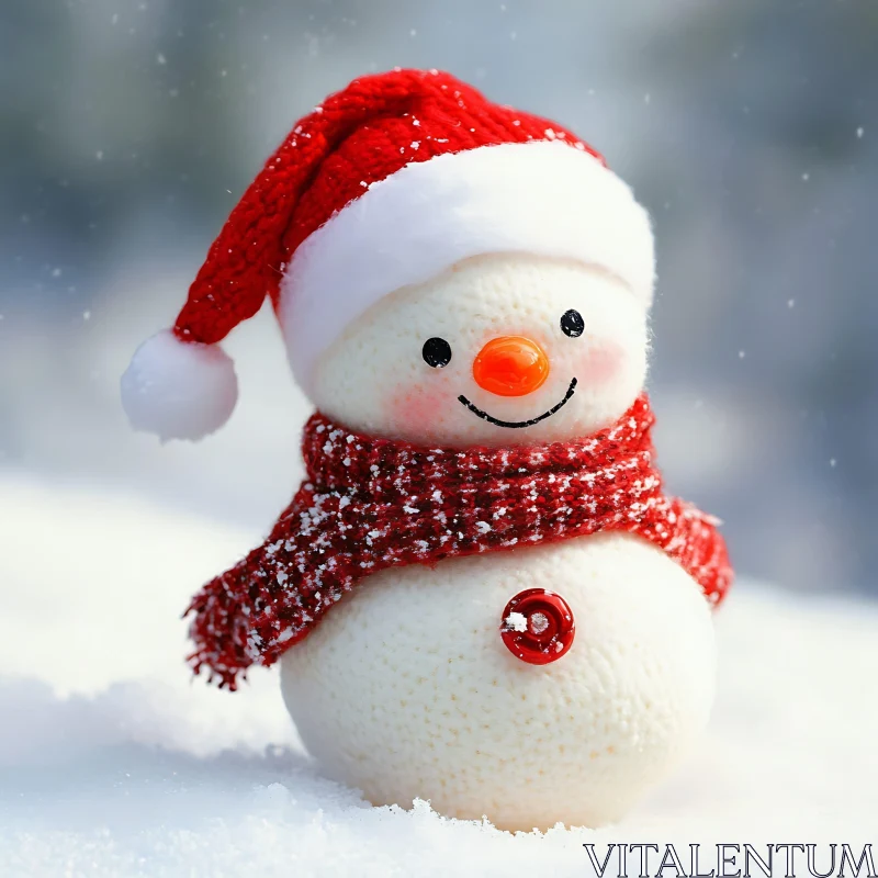 Festive Snowman in Winter Wonderland AI Image