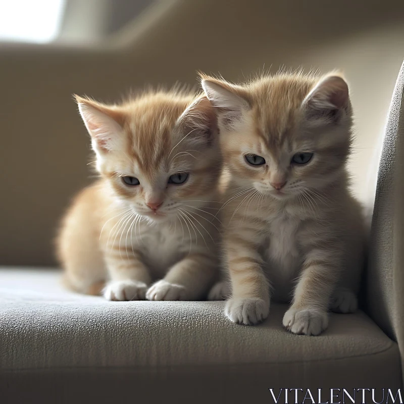 Cute Kittens on Sofa AI Image