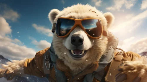 Adventurous Polar Bear in Sunglasses and Jacket