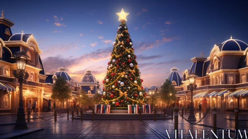 Captivating Christmas Tree at Disneyland Paris | Photorealistic Rendering AI Image