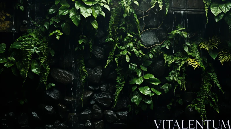Dark Jungle Wallpaper: An Atmospheric Blend of Nature and Urban Environment AI Image