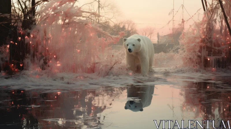 Ethereal Polar Bear in Nature - A Cinematic Rendered Artwork AI Image