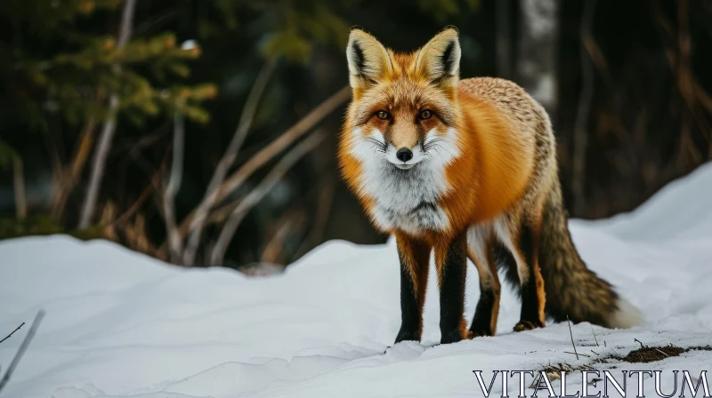 Graceful Red Fox in Snow - Majestic Wildlife Photography AI Image