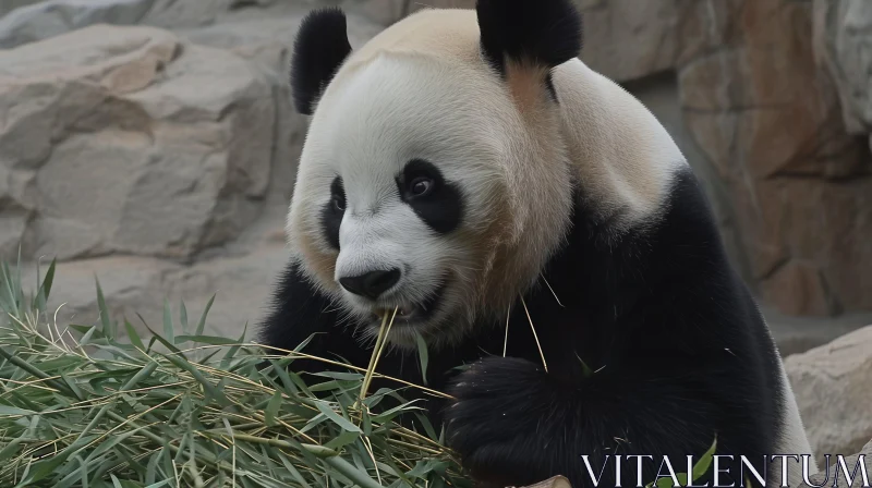 Majestic Giant Panda Eating Bamboo - Wildlife Photography AI Image
