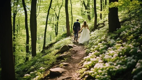 Romantic Forest Wedding: Bride and Groom amidst Nature