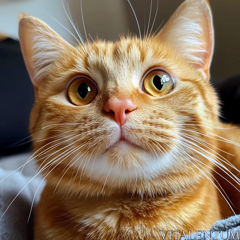 Intense Gaze of a Ginger Cat AI Image