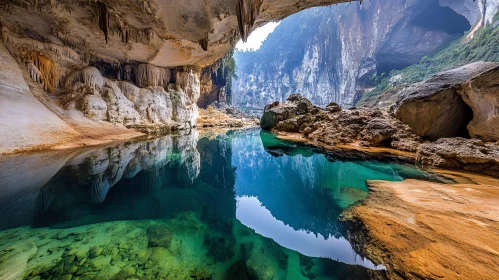 Enchanting Cave with Pristine Reflections