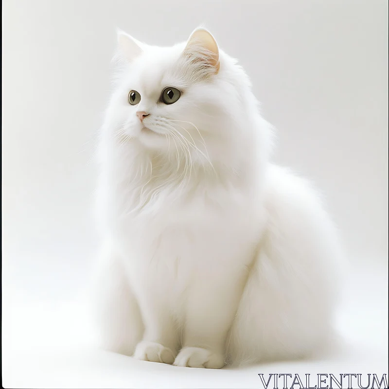 Elegant Fluffy White Cat AI Image