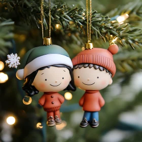 Adorable Christmas Tree Decorations of Kids in Winter Hats