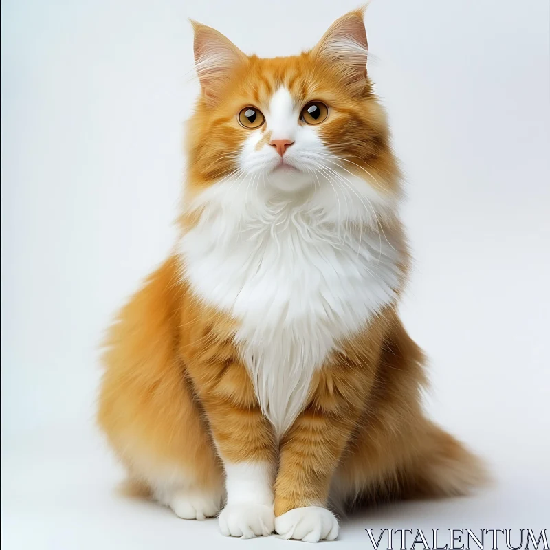 Elegant Feline with Orange and White Fur AI Image