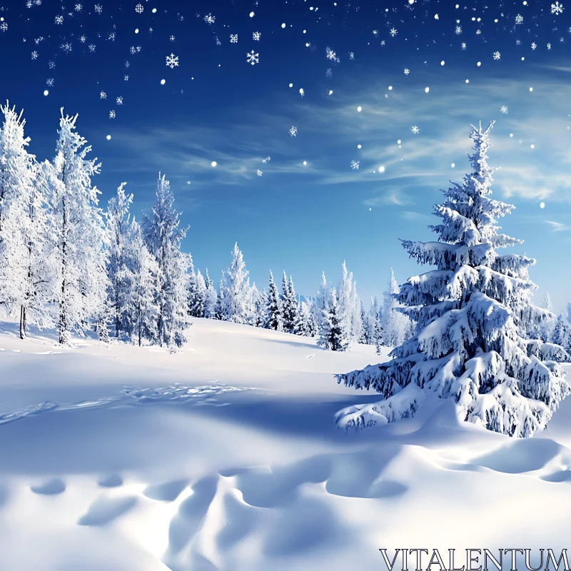 Snowy Forest in Winter AI Image