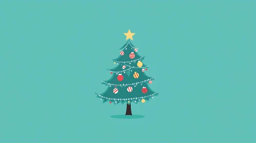 Festive Christmas Tree with Decorations Illustration