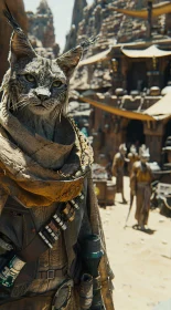 Futuristic Desert Dwelling Anthropomorphic Cat