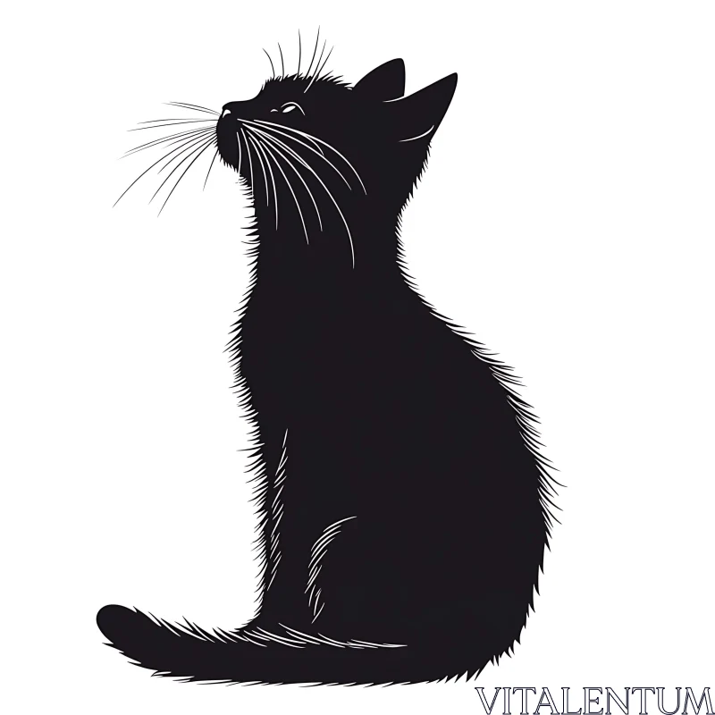 Elegant Black Cat Silhouette Art AI Image