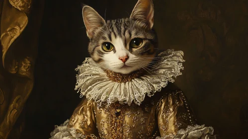 Regal Feline in Renaissance Attire