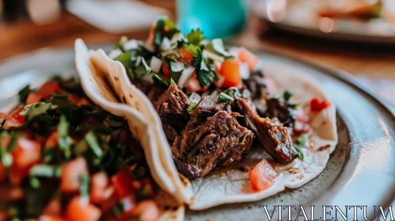 Delicious Tacos on a White Plate - Close-Up Food Photography AI Image