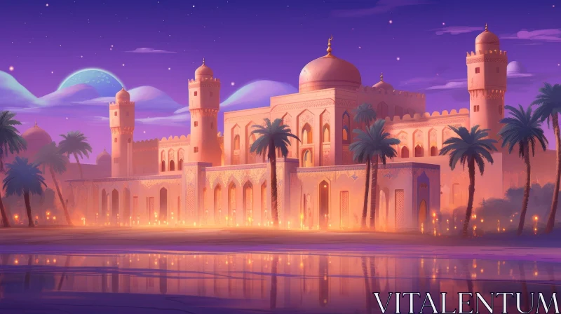Enigmatic Arabian Palace Illustration AI Image
