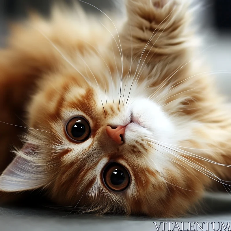 Cute Orange Kitten with Large Eyes AI Image