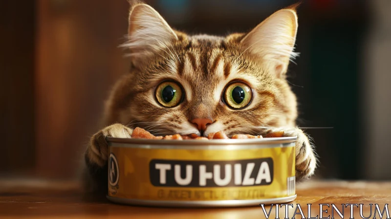 Cat Staring at Food Can AI Image