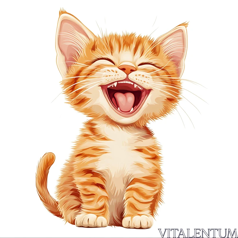 Joyful Cartoon Kitten Art AI Image