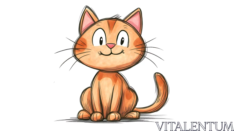 AI ART Cute Cartoon Cat Drawing