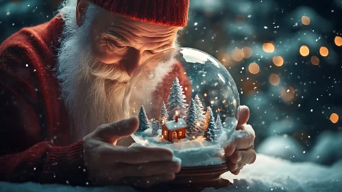 Santa with a Glowing Snow Globe