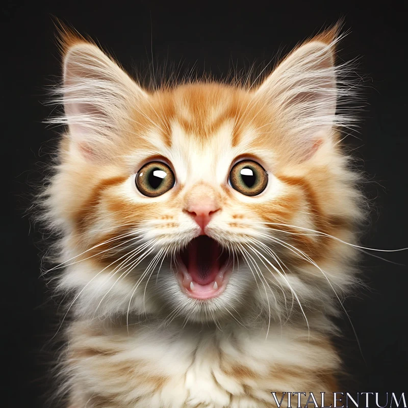 Charming Orange and White Kitten Portrait AI Image