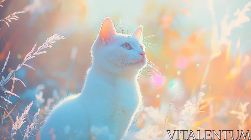 AI ART Dreamy White Cat in Nature