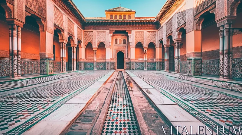Ben Youssef Madrasa Courtyard in Marrakesh, Morocco AI Image