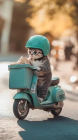 Cute Kitten on a Tiny Motorbike