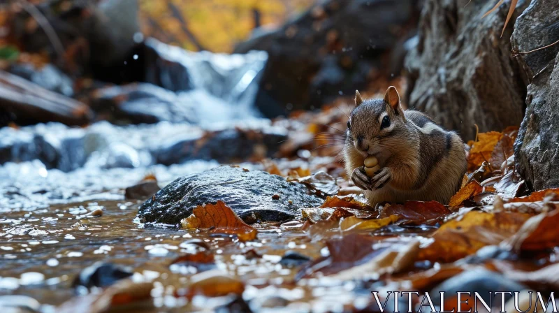 Close-up of Chipmunk in Stream | Nature Photography AI Image