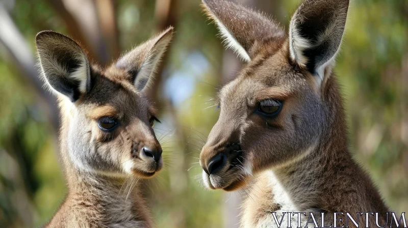 Close-up of Two Kangaroos | Brown Fur and Large Ears AI Image