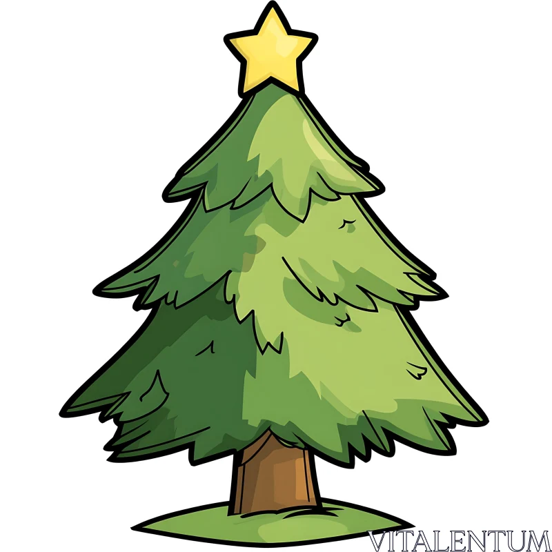 Festive Cartoon Christmas Tree Illustration AI Image