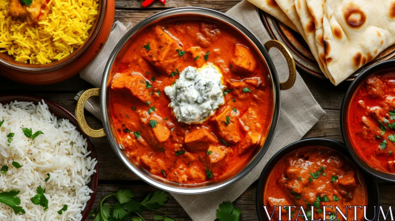 Exquisite Indian Cuisine: Chicken Tikka Masala and More AI Image