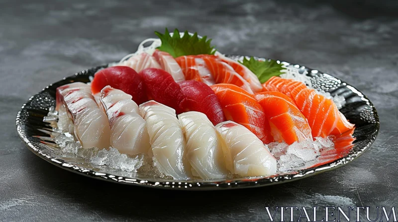 Exquisite Sushi and Sashimi Platter: A Feast for the Senses AI Image