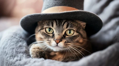 Close-Up of Cat Dressed in Hat