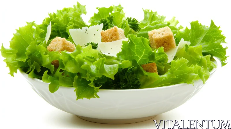 Fresh Green Salad in a White Bowl - Delicious and Healthy AI Image