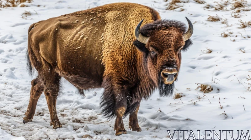 AI ART Majestic Bison in Snowy Landscape | Wildlife Photography