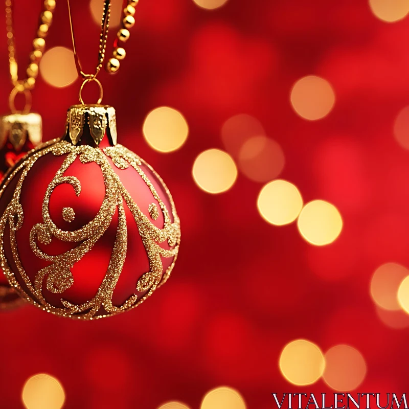 Beautiful Golden Christmas Ornament AI Image