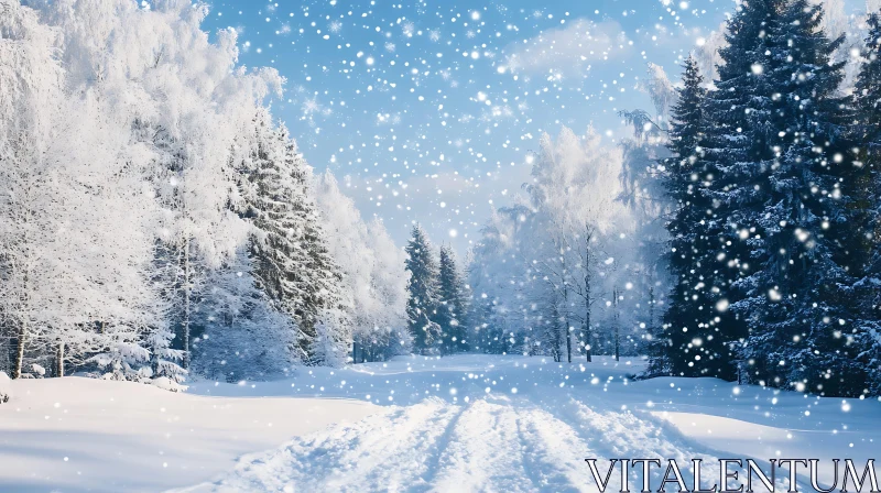 AI ART Magical Snowy Woodland Scene