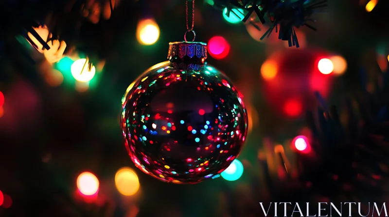 Holiday Spirit: Christmas Tree Bauble and Lights AI Image