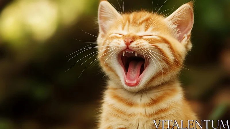 AI ART Cute Orange Kitten Yawning Close-Up