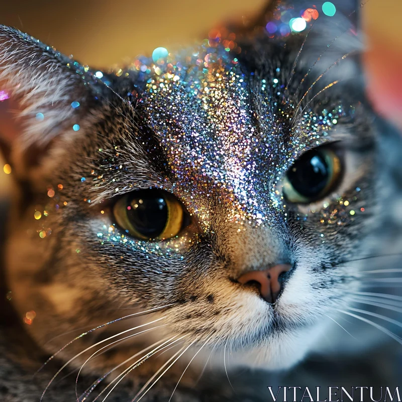 Sparkling Cat Portrait AI Image