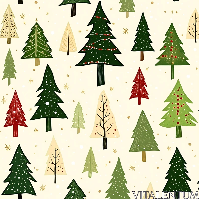 Stylized Christmas Trees Holiday Decor AI Image